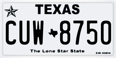 TX license plate CUW8750