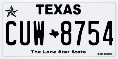 TX license plate CUW8754