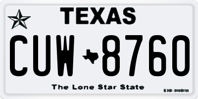 TX license plate CUW8760