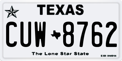 TX license plate CUW8762