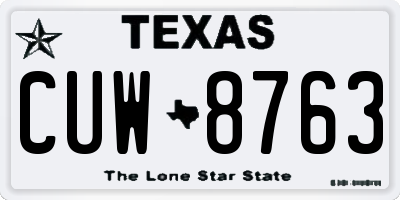 TX license plate CUW8763