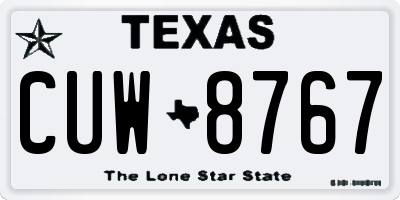 TX license plate CUW8767