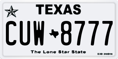 TX license plate CUW8777