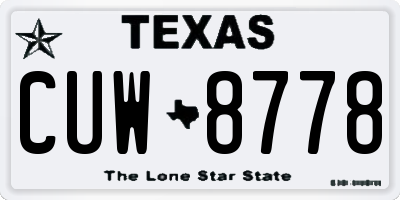 TX license plate CUW8778