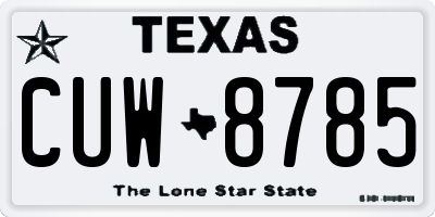 TX license plate CUW8785