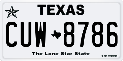 TX license plate CUW8786