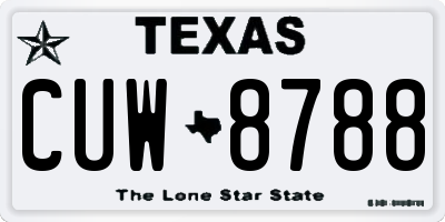 TX license plate CUW8788