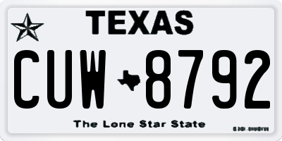 TX license plate CUW8792