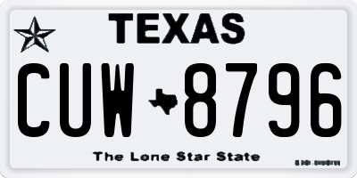 TX license plate CUW8796