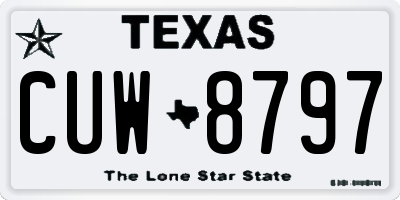 TX license plate CUW8797