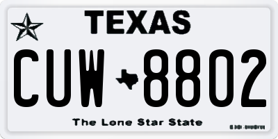 TX license plate CUW8802