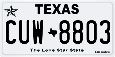 TX license plate CUW8803