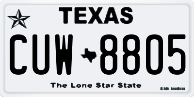 TX license plate CUW8805