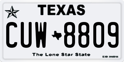 TX license plate CUW8809