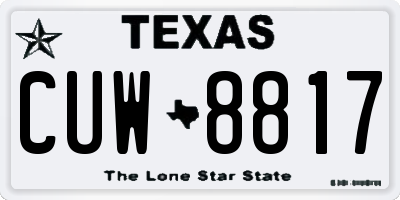 TX license plate CUW8817