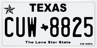 TX license plate CUW8825