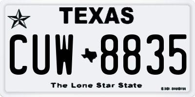 TX license plate CUW8835