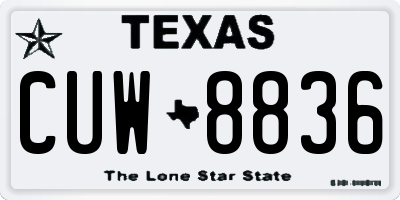 TX license plate CUW8836