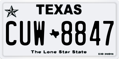 TX license plate CUW8847