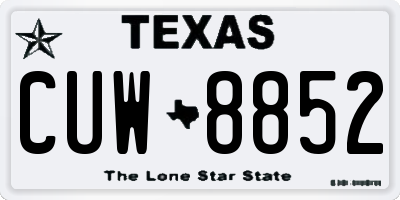 TX license plate CUW8852