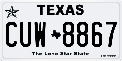 TX license plate CUW8867