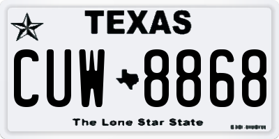 TX license plate CUW8868