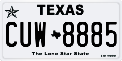 TX license plate CUW8885
