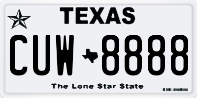TX license plate CUW8888
