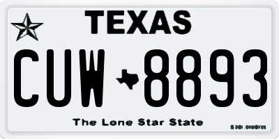 TX license plate CUW8893