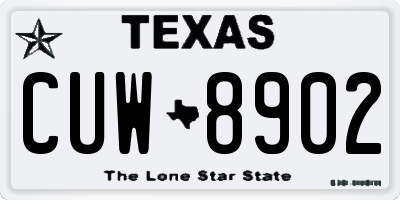 TX license plate CUW8902