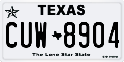 TX license plate CUW8904