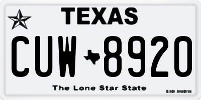 TX license plate CUW8920