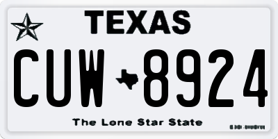 TX license plate CUW8924
