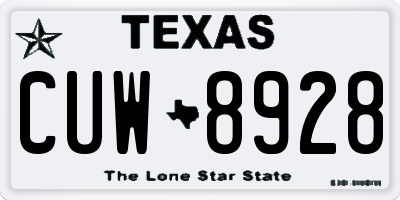 TX license plate CUW8928