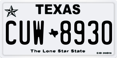 TX license plate CUW8930