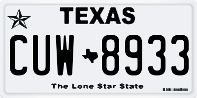 TX license plate CUW8933