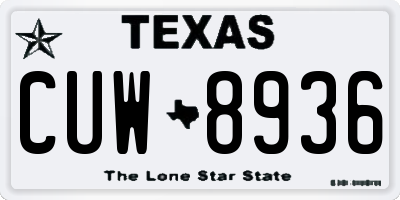 TX license plate CUW8936