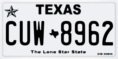 TX license plate CUW8962