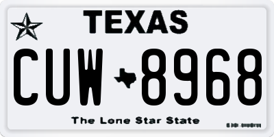 TX license plate CUW8968