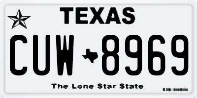 TX license plate CUW8969