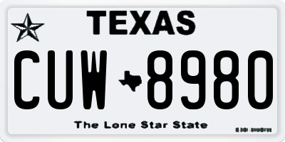 TX license plate CUW8980
