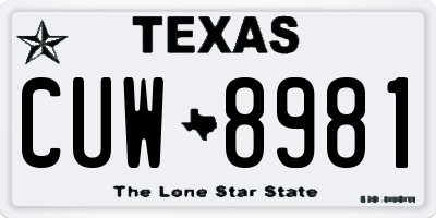 TX license plate CUW8981