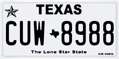 TX license plate CUW8988