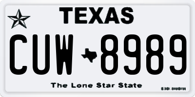 TX license plate CUW8989