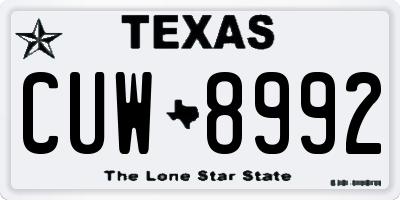TX license plate CUW8992