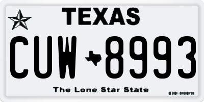 TX license plate CUW8993
