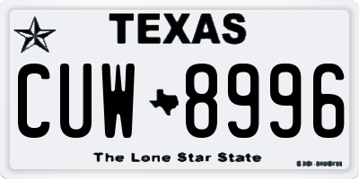 TX license plate CUW8996