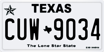 TX license plate CUW9034