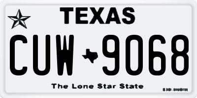 TX license plate CUW9068