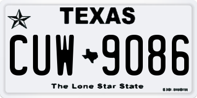TX license plate CUW9086